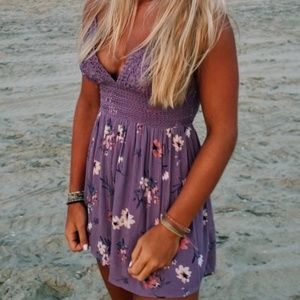 Floral Purple Tie-Back Romper/Playsuit